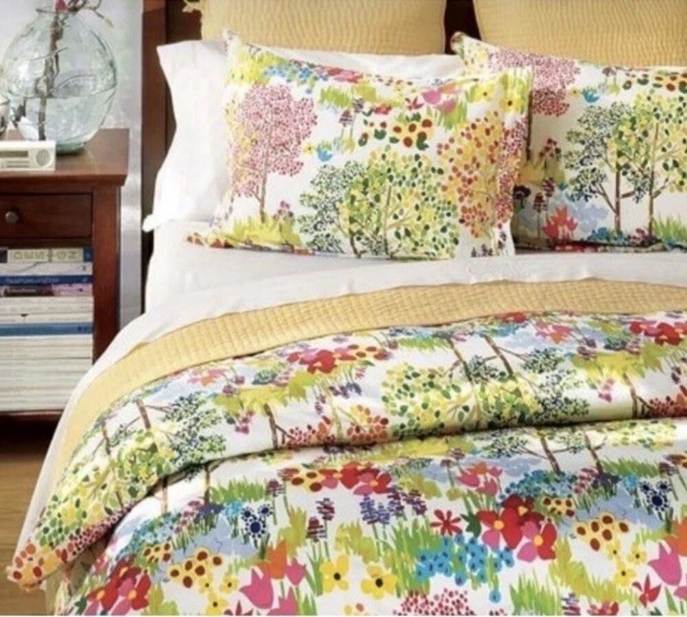 Pottery Barn Woodland Paint By Numbers Duvet Cover + 2 Shams Set — Full/Queen